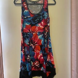 Medium flowy floral dress red blue